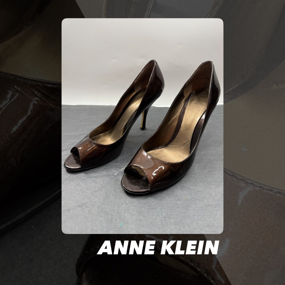 EUC Anne Klein Patent Peep Toe Heels